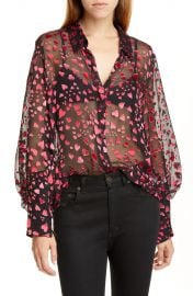 SALONI Joana Metallic Silk Jacquard Shirt   Nordstrom at Nordstrom